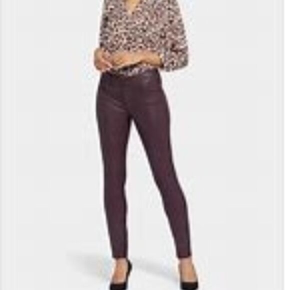 Nydj Ami Coated Skinny Jeans in Dark Cherry Size 4 - Picture 1 of 6